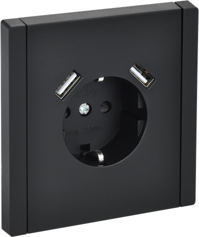 Изображение товара Розетка IEK Forte&Piano FP-R14-16-U21-D31-K02 (черный)