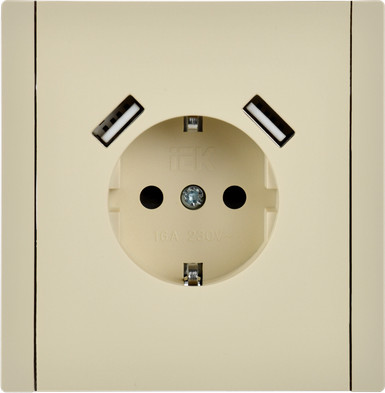 Изображение товара Розетка IEK Forte&Piano FP-R14-16-U21-D31-K10 (ваниль)