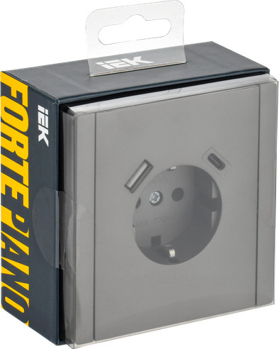 Изображение товара Розетка IEK Forte&Piano FP-R14-16-U22-018-K46 (стальной)