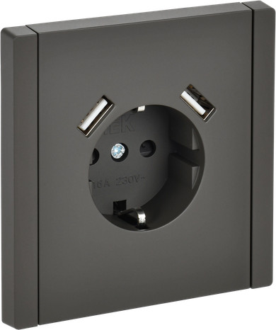 Изображение товара Розетка IEK Forte&Piano FP-R14-16-U21-D31-K03 (серый)