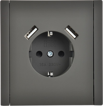 Изображение товара Розетка IEK Forte&Piano FP-R14-16-U21-D31-K03 (серый)