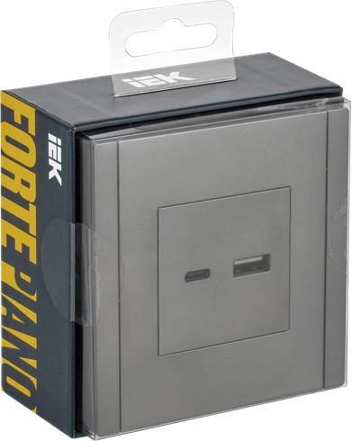 Изображение товара Розетка IEK Forte&Piano FP-U22-018-K46 (стальной)