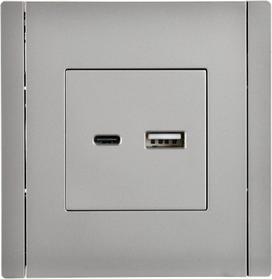 Изображение товара Розетка IEK Forte&Piano FP-U22-018-K46 (стальной)