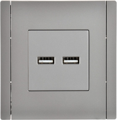 Изображение товара Розетка IEK Forte&Piano FP-U21-D31-K46 (стальной)