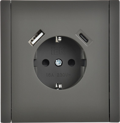 Изображение товара Розетка IEK Forte&Piano FP-R14-16-U22-018-K03 (серый)