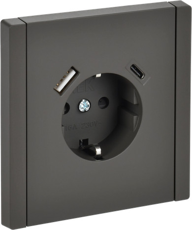 Изображение товара Розетка IEK Forte&Piano FP-R14-16-U22-018-K03 (серый)