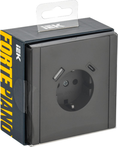 Изображение товара Розетка IEK Forte&Piano FP-R14-16-U22-018-K03 (серый)