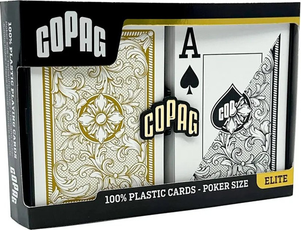 Изображение товара Игральные карты Copag 1546 Plastic Bridge Size Jumbo Double-Deck Set / 142-5 (черный/золото)