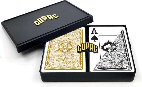 Изображение товара Игральные карты Copag 1546 Plastic Bridge Size Jumbo Double-Deck Set / 142-5 (черный/золото)