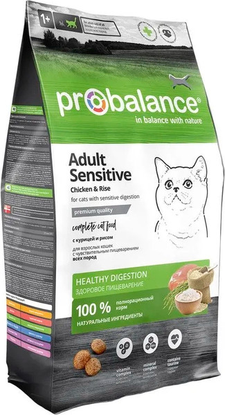 Изображение товара Сухой корм для кошек ProBalance Sensitive с курицей и рисом (8кг)