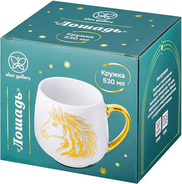 Изображение товара Кружка Elan Gallery Лошадь / 880269 (золото/белый)