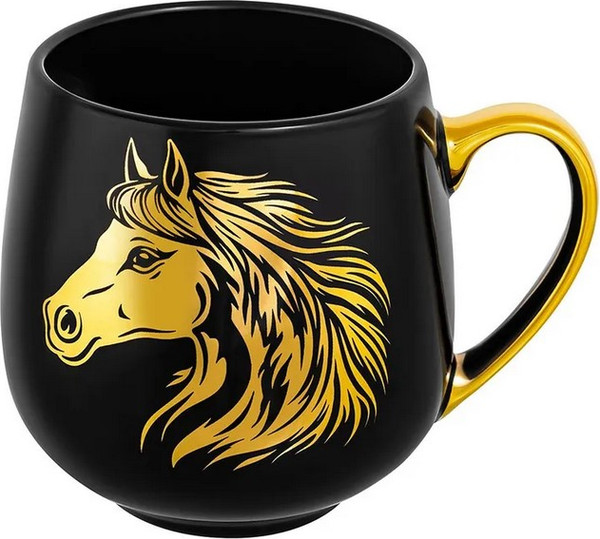Изображение товара Кружка Elan Gallery Лошадь / 880270 (золото/черный)