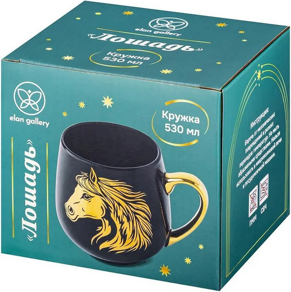 Изображение товара Кружка Elan Gallery Лошадь / 880270 (золото/черный)
