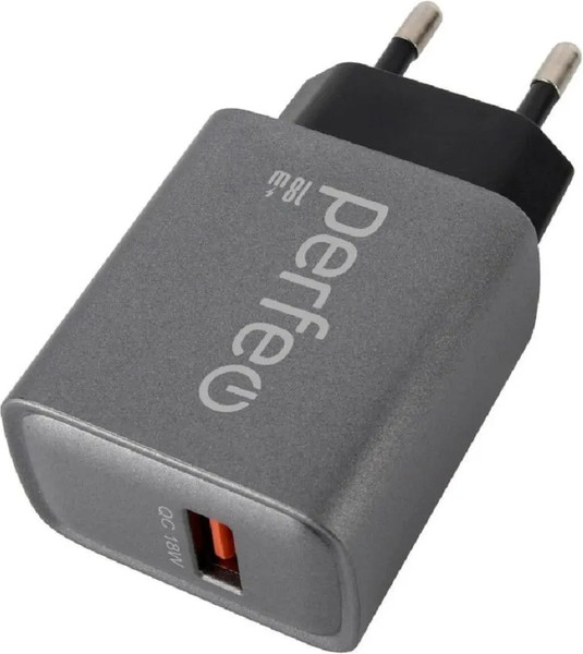Изображение товара Адаптер питания сетевой Perfeo USB QC3.0 18W / I4667 (серый)