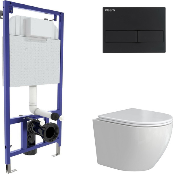 Изображение товара Унитаз подвесной с инсталляцией Berges Okus Rimless + Visam Slim 525 / EX-043387 (с сиденьем)