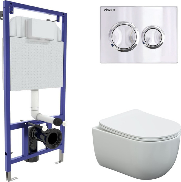 Изображение товара Унитаз подвесной с инсталляцией Berges Ventas Rimless + Visam Slim 525 / EX-043241 (с сиденьем)