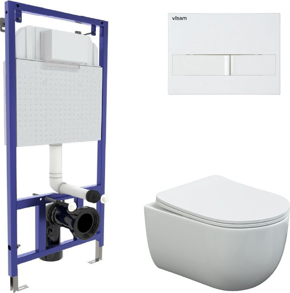Изображение товара Унитаз подвесной с инсталляцией Berges Ventas Rimless + Visam Slim 525 / EX-043308 (с сиденьем)