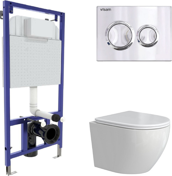 Изображение товара Унитаз подвесной с инсталляцией Berges Okus Rimless + Visam Slim 525 / EX-043389 (с сиденьем)