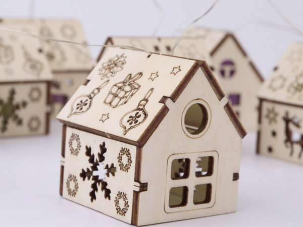 Изображение товара Конструктор Drovo Гирлянда Новогодние домики / DRNY09