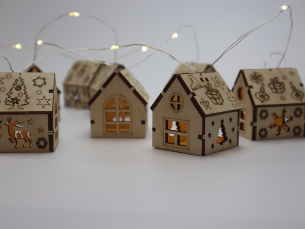 Изображение товара Конструктор Drovo Гирлянда Новогодние домики / DRNY09