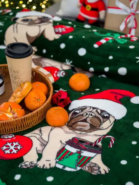 Изображение товара Плед Павлина Новогодние мопсы 150x200