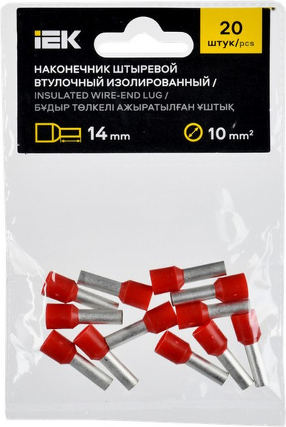 Изображение товара Набор наконечников-гильз для кабеля IEK UGN11-010-014-020 (20шт, темно-красный)
