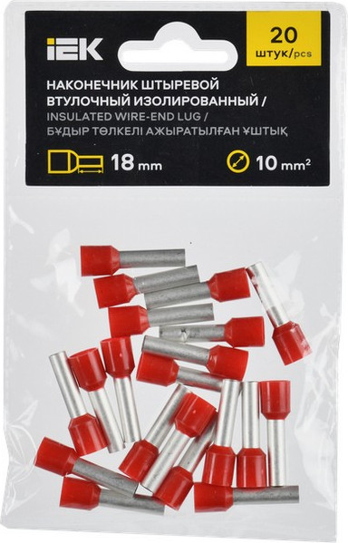 Изображение товара Набор наконечников-гильз для кабеля IEK UGN11-010-018-020 (20шт, темно-красный)
