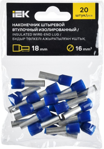 Изображение товара Набор наконечников-гильз для кабеля IEK UGN11-016-018-020 (20шт, темно-синий)