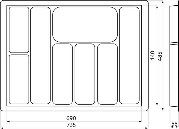 Изображение товара Органайзер для столовых приборов AKS 800 Pixel 735x485 (серый)