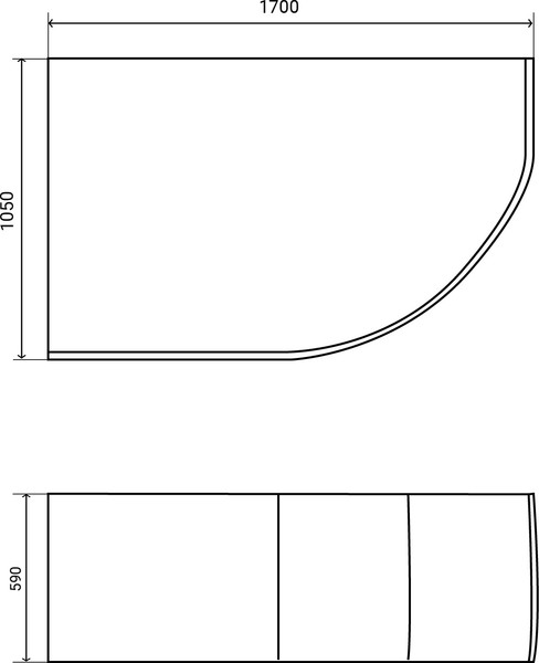 Изображение товара Ванна акриловая Lauter Geneva 170x105 / 2103170L (с каркасом, лицевым экраном и сифоном 21Y11021 матовый черный)