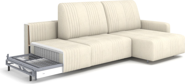 Изображение товара Диван угловой Rivalli Уолтер ШП 1000 + 1000 + оттоманка (Elle Blonde/черный муар)