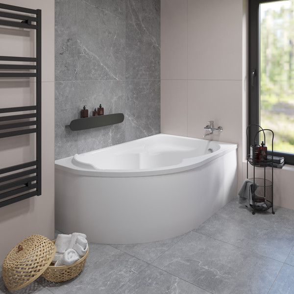 Изображение товара Ванна акриловая Lauter Geneva 170x105 / 2103170R (с каркасом, лицевым экраном и сифоном 21Y31001 матовый черный)