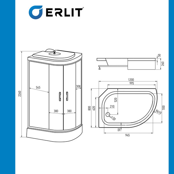 Изображение товара Душевая кабина Erlit ER351226L-C2-RUS