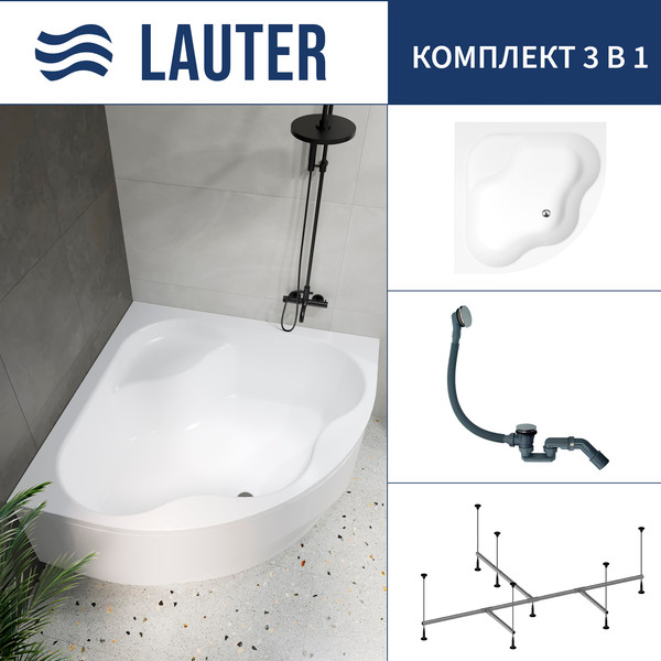 Изображение товара Ванна акриловая Lauter Majestica 140x140 / 21040140 (с каркасом и сифоном 21Y31010 хром)