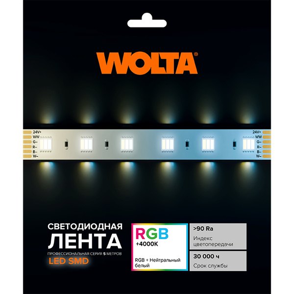 Изображение товара Светодиодная лента Wolta WLS5050-14.4W/RGBW-4000/24H60-01