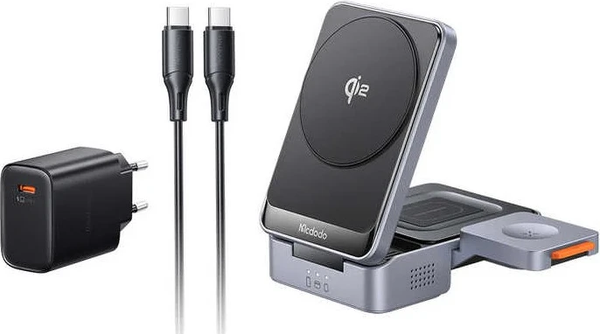 Изображение товара Зарядное устройство беспроводное McDodo CH-5192 22.5W Qi2 3 in 1 Magnetic Wireless Charging Station (черный)
