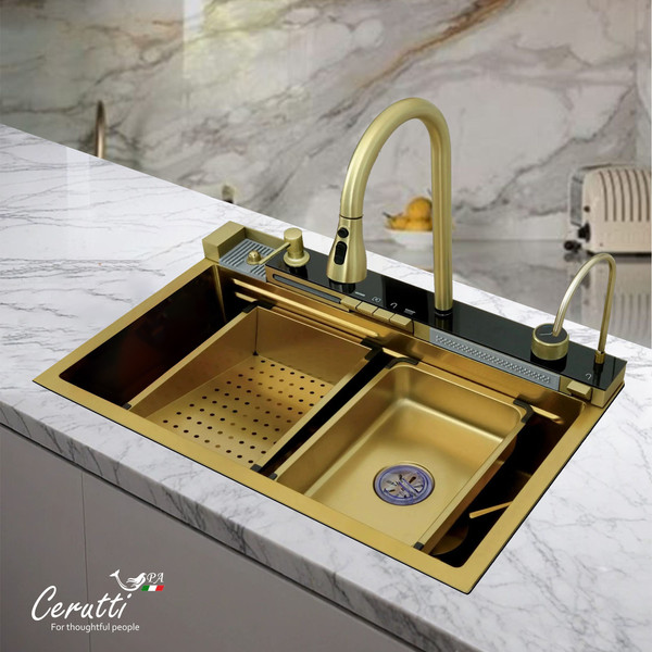 Изображение товара Мойка кухонная со смесителем Cerutti Gloria Nano Gold (золото)