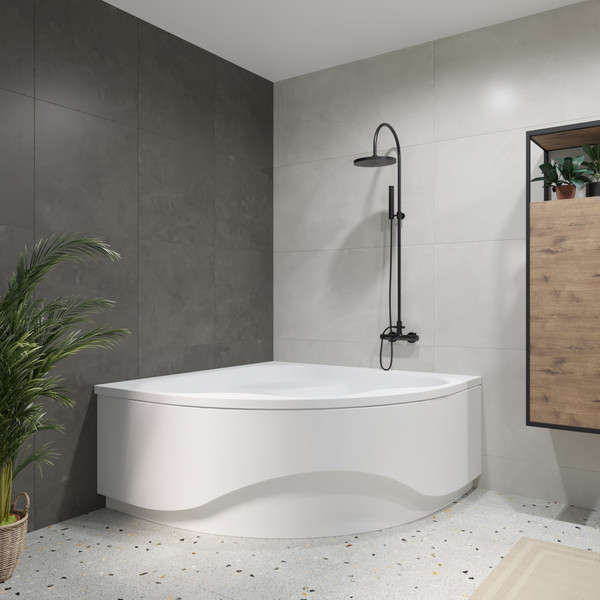 Изображение товара Ванна акриловая Lauter Majestica 150x150 / 21040150 (с ножками, лицевым экраном и сифоном 21Y32001 матовый черный)