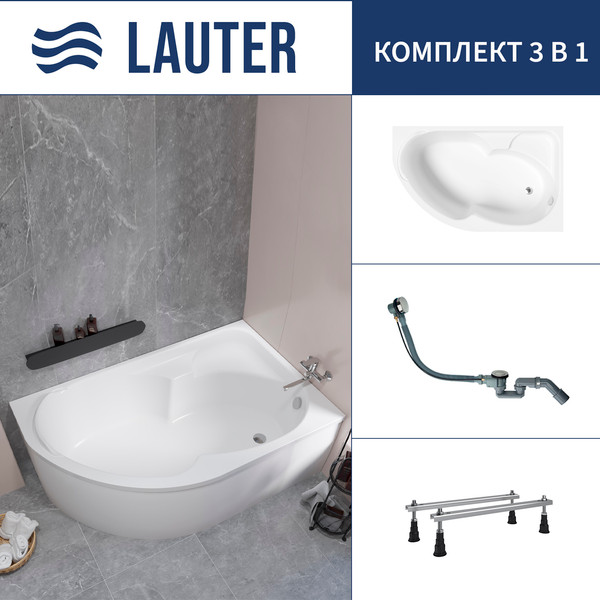 Изображение товара Ванна акриловая Lauter Geneva 170x105 / 2103170R (с ножками и сифоном 21Y32000 хром)