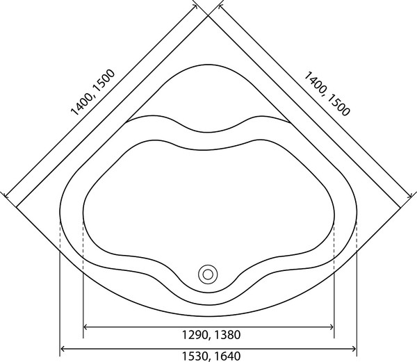Изображение товара Ванна акриловая Lauter Majestica 150x150 / 21040150 (с каркасом, лицевым экраном и сифоном 21Y11030 хром)