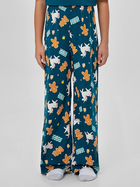 Изображение товара Пижама детская Mark Formelle 567760 (р.146-72, зеленый/НГ печеньки на зеленом)