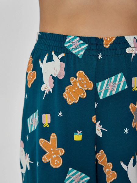 Изображение товара Пижама детская Mark Formelle 567760 (р.146-72, зеленый/НГ печеньки на зеленом)