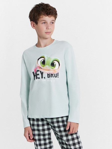 Изображение товара Пижама детская Mark Formelle 563323 (р.134-68-60, пыльная мята/графитовая клетка)