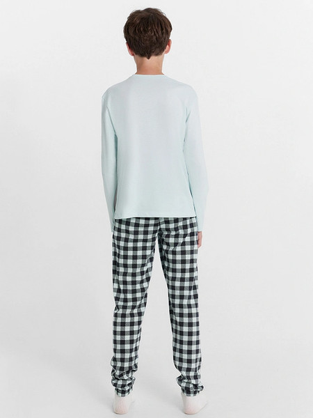 Изображение товара Пижама детская Mark Formelle 563323 (р.134-68-60, пыльная мята/графитовая клетка)