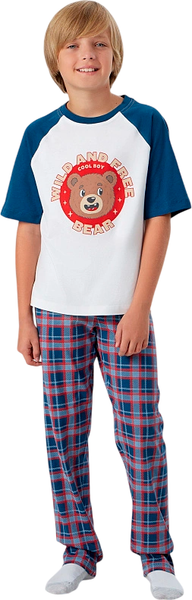 Изображение товара Пижама детская Mark Formelle 563335 (р.128-64-57, белый/красно-синяя клетка)