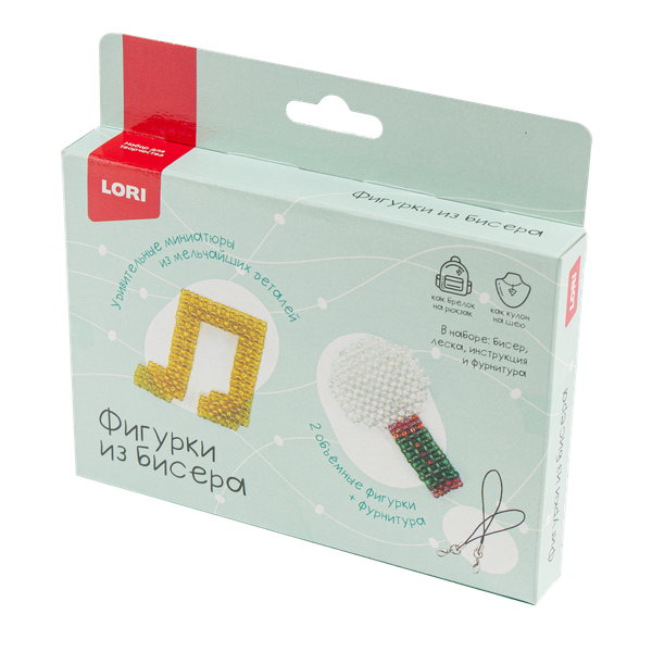 Изображение товара Набор для плетения Lori Брелоки. Фигурки из бисера. Нота, микрофон / Бис-109