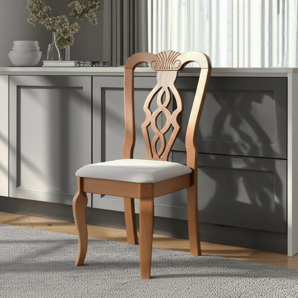 Изображение товара Набор стульев Tetchair Aphrodite 46x54x99 (2шт, дерево гевея/Espresso/ткань кремовая с рисунком А04)