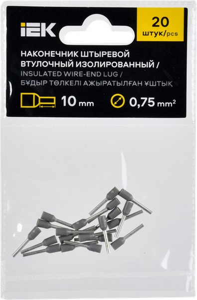 Изображение товара Набор наконечников для кабеля IEK UGN11-C75-010-020 (20шт, серый)