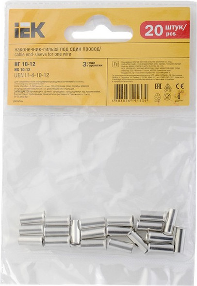 Изображение товара Набор наконечников для кабеля IEK UEN11-4-10-12 (20шт)