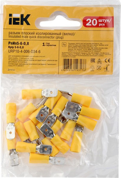 Изображение товара Разъем плоский IEK РпИп / URP10-4-006-D34-6 (20шт)